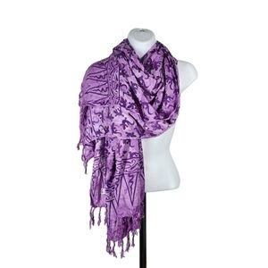 WORLD SARONGS NOVELTY PRINT FRINGED SCARF